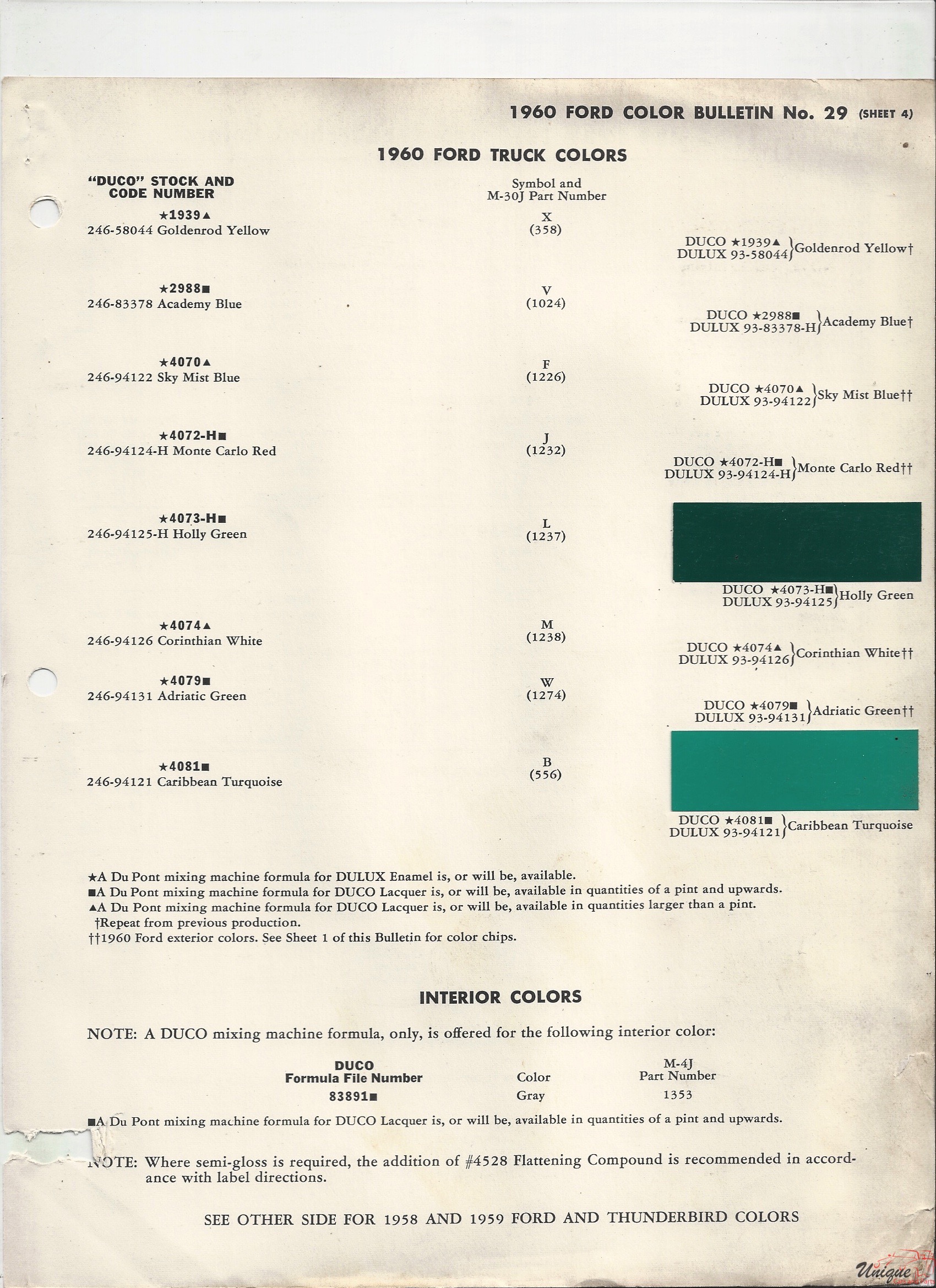 1960 Ford-5 Paint Charts